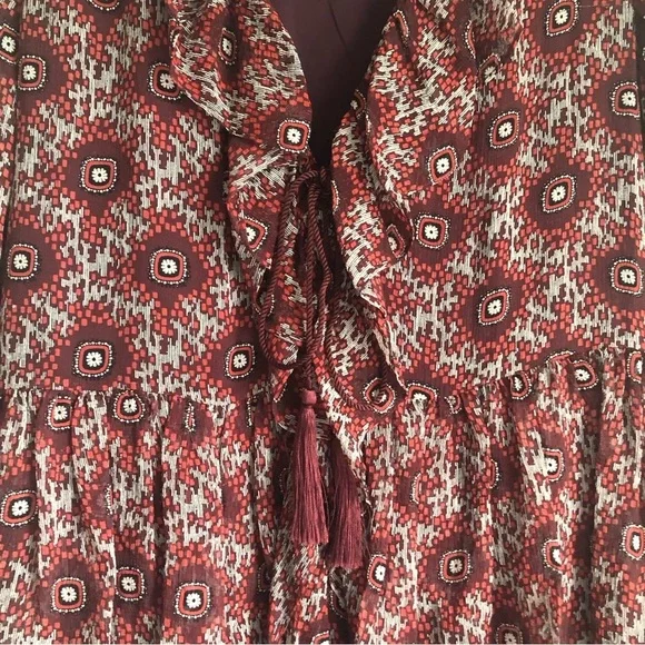 100% Silk Cinq á Sept Jasmine Floral Ruffle Fringe Dress - Picture 9 of 14